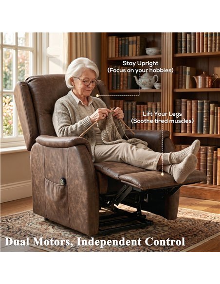 HOMCOM Power Lift Recliner Chair, Dual Motor Electric Lift Chair for Elderly with Remote Control, Brown - pic 205978 | FastDaddyshop