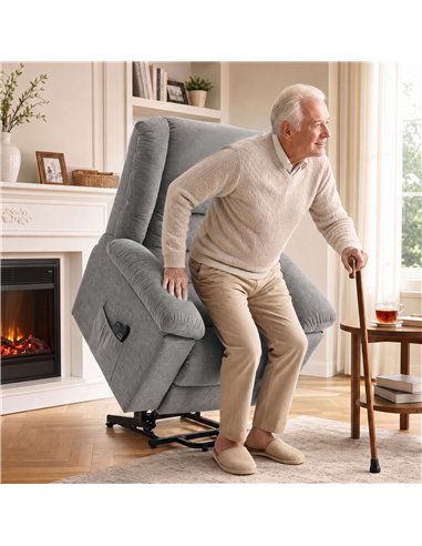 HOMCOM Oversized Riser Recliner Chair with Massage and Heat, Power Lift Recliner for Elderly with Wide Seat and Back, Grey