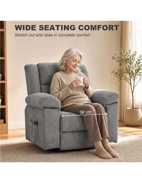 HOMCOM Oversized Riser Recliner Chair with Massage and Heat, Power Lift Recliner for Elderly with Wide Seat and Back, Grey - pic 205988 | FastDaddyshop