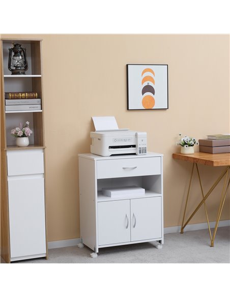 Vinsetto Mobile Printer Cabinet with Storage, Open Shelf, Drawer, White - pic 20599 | FastDaddyshop