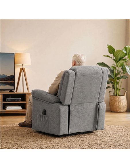 HOMCOM Oversized Riser Recliner Chair with Massage and Heat, Power Lift Recliner for Elderly with Wide Seat and Back, Grey - pic 205990 | FastDaddyshop