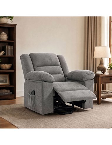HOMCOM Oversized Riser Recliner Chair with Massage and Heat, Power Lift Recliner for Elderly with Wide Seat and Back, Grey