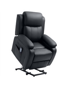 HOMCOM Riser and Recliner Chair with Vibration Massage, PU Leather Power Lift Chair for Elderly, Black