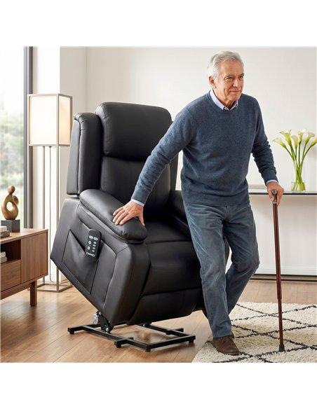 HOMCOM Riser and Recliner Chair with Vibration Massage, PU Leather Power Lift Chair for Elderly, Black - pic 205993 | FastDaddyshop