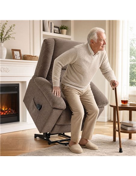 HOMCOM Oversized Riser Recliner Chair with Massage and Heat, Power Lift Recliner for Elderly with Wide Seat and Back, Brown - pic 206002 | FastDaddyshop