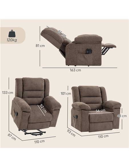HOMCOM Oversized Riser Recliner Chair with Massage and Heat, Power Lift Recliner for Elderly with Wide Seat and Back, Brown - pic 206003 | FastDaddyshop