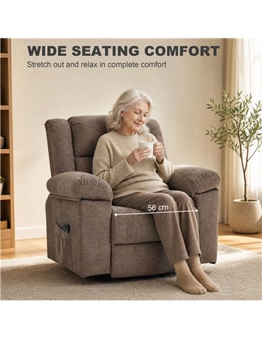HOMCOM Oversized Riser Recliner Chair with Massage and Heat, Power Lift Recliner for Elderly with Wide Seat and Back, Brown