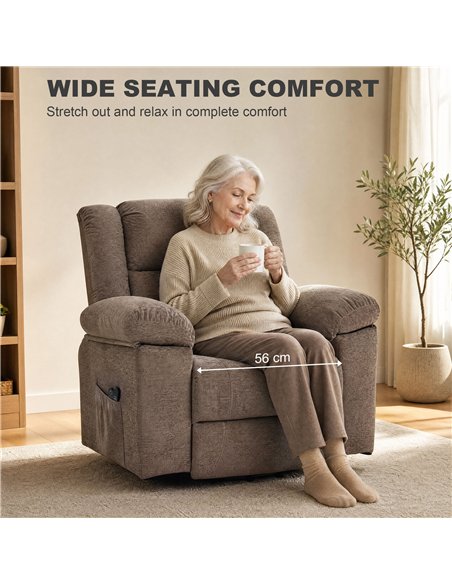 HOMCOM Oversized Riser Recliner Chair with Massage and Heat, Power Lift Recliner for Elderly with Wide Seat and Back, Brown - pic 206006 | FastDaddyshop