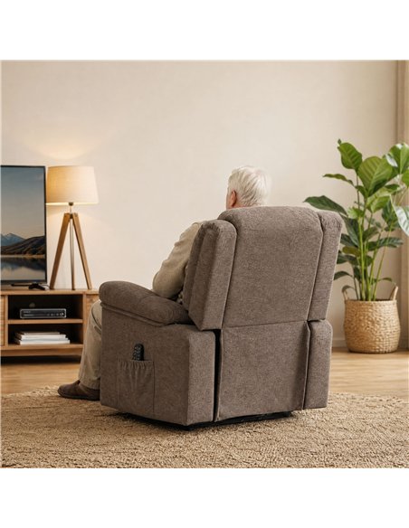 HOMCOM Oversized Riser Recliner Chair with Massage and Heat, Power Lift Recliner for Elderly with Wide Seat and Back, Brown - pic 206008 | FastDaddyshop