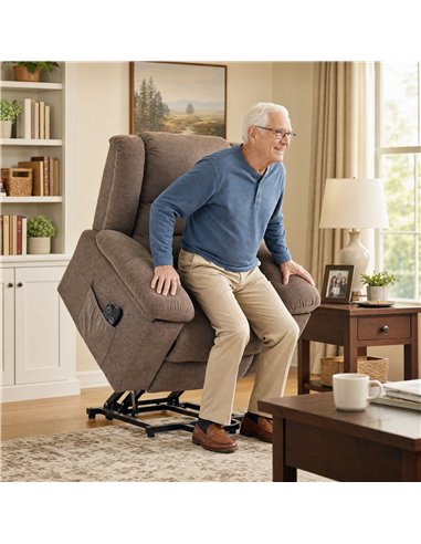 HOMCOM Oversized Riser Recliner Chair with Massage and Heat, Power Lift Recliner for Elderly with Wide Seat and Back, Brown