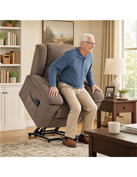 HOMCOM Oversized Riser Recliner Chair with Massage and Heat, Power Lift Recliner for Elderly with Wide Seat and Back, Brown - pic 206009 | FastDaddyshop