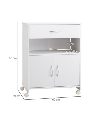 Vinsetto Mobile Printer Cabinet with Storage, Open Shelf, Drawer, White