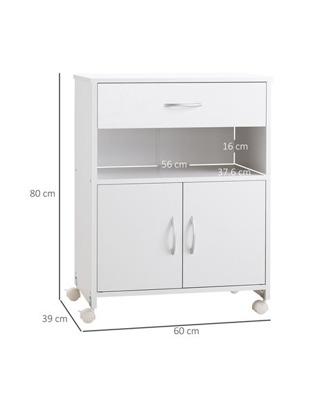 Vinsetto Mobile Printer Cabinet with Storage, Open Shelf, Drawer, White - pic 20601 | FastDaddyshop