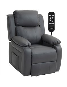 HOMCOM Riser and Recliner Chair with Vibration Massage, PU Leather Power Lift Chair for Elderly, Dark Grey