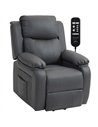 HOMCOM Riser and Recliner Chair with Vibration Massage, PU Leather Power Lift Chair for Elderly, Dark Grey
