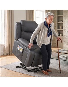 HOMCOM Riser and Recliner Chair with Vibration Massage, PU Leather Power Lift Chair for Elderly, Dark Grey 2