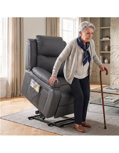 HOMCOM Riser and Recliner Chair with Vibration Massage, PU Leather Power Lift Chair for Elderly, Dark Grey