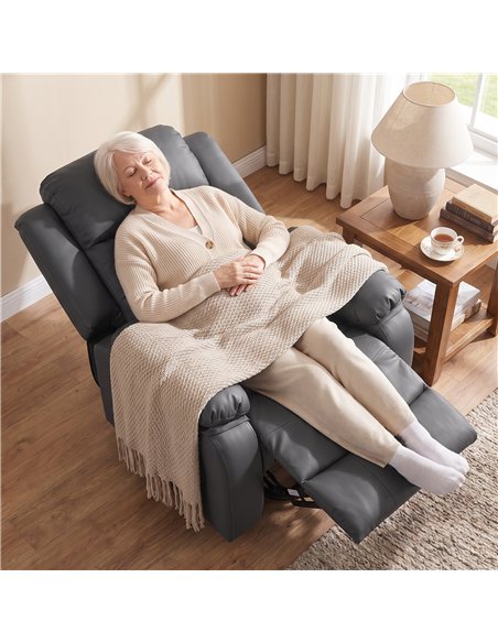 HOMCOM Riser and Recliner Chair with Vibration Massage, PU Leather Power Lift Chair for Elderly, Dark Grey - pic 206017 | FastDaddyshop