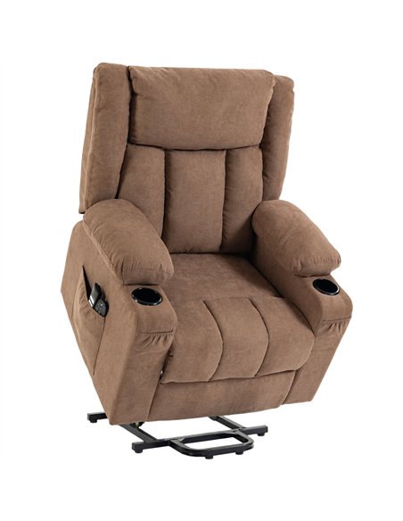 HOMCOM Dual Motor Recliner Chair, 55° Electric Lift Chair for Elderly, Recliner Armchair with Massage and Heat, Brown - pic 206019 | FastDaddyshop