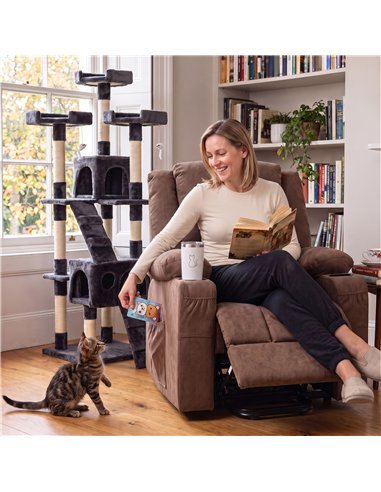 HOMCOM Dual Motor Recliner Chair, 55° Electric Lift Chair for Elderly, Recliner Armchair with Massage and Heat, Brown
