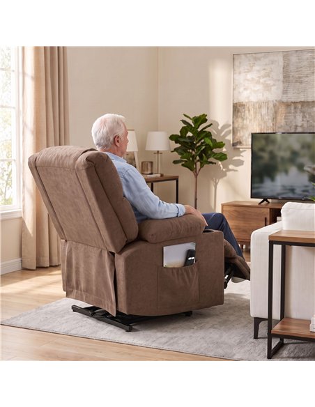 HOMCOM Dual Motor Recliner Chair, 55° Electric Lift Chair for Elderly, Recliner Armchair with Massage and Heat, Brown - pic 206027 | FastDaddyshop