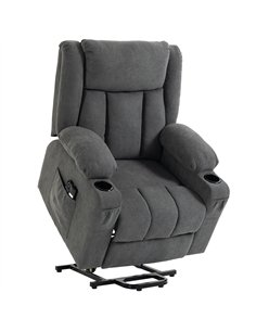 HOMCOM Dual Motor Recliner Chair, 55° Electric Lift Chair for Elderly, Recliner Armchair with Massage and Heat, Dark Grey