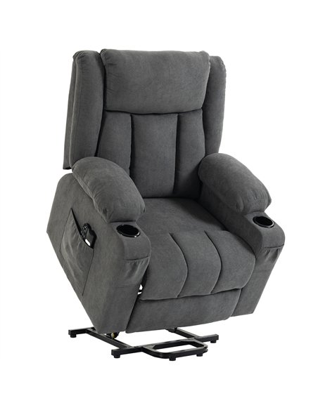 HOMCOM Dual Motor Recliner Chair, 55° Electric Lift Chair for Elderly, Recliner Armchair with Massage and Heat, Dark Grey - pic 206028 | FastDaddyshop