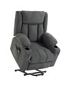 HOMCOM Dual Motor Recliner Chair, 55° Electric Lift Chair for Elderly, Recliner Armchair with Massage and Heat, Dark Grey