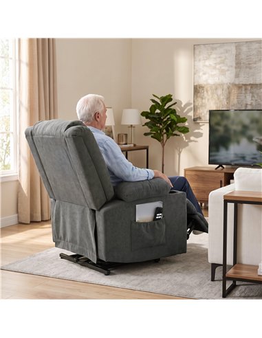 HOMCOM Dual Motor Recliner Chair, 55° Electric Lift Chair for Elderly, Recliner Armchair with Massage and Heat, Dark Grey