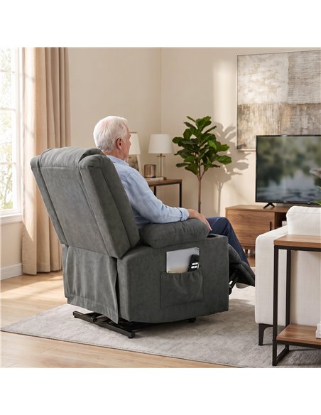 HOMCOM Dual Motor Recliner Chair, 55° Electric Lift Chair for Elderly, Recliner Armchair with Massage and Heat, Dark Grey - pic 206035 | FastDaddyshop