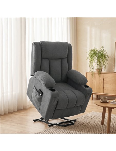 HOMCOM Dual Motor Recliner Chair, 55° Electric Lift Chair for Elderly, Recliner Armchair with Massage and Heat, Dark Grey - pic 206036 | FastDaddyshop