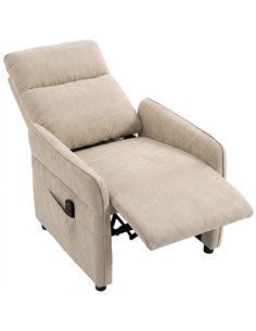 HOMCOM Recliner Armchair, Push Back Recliner Chair with Massage & Heat, Adjustable Armrests, Dual Side Pockets, Beige