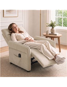 HOMCOM Recliner Armchair, Push Back Recliner Chair with Massage & Heat, Adjustable Armrests, Dual Side Pockets, Beige 2