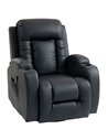HOMCOM PU Leather Recliner Chair, Recliner Armchair with Extended Footrest, Cup Holders and Side Pockets, Black