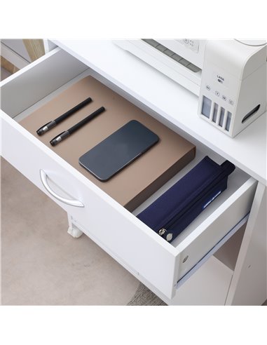 Vinsetto Printer Stand Mobile Printer Cabinet with Storage, Open Shelf, Drawer for Home, Office, White