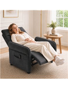 HOMCOM Recliner Armchair, Push Back Recliner Chair with Massage & Heat, Adjustable Armrests, Dual Side Pockets, Dark Grey 2