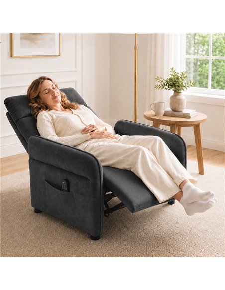 HOMCOM Recliner Armchair, Push Back Recliner Chair with Massage & Heat, Adjustable Armrests, Dual Side Pockets, Dark Grey - pic 206074 | FastDaddyshop