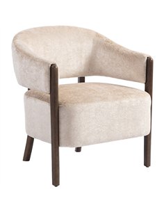 HOMCOM Accent Chair, Chenille Upholstered Tub Chair with Wide Seat, Solid Wood Frame and Legs, Comfy Armchair, Beige