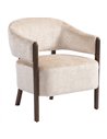 HOMCOM Accent Chair, Chenille Upholstered Tub Chair with Wide Seat, Solid Wood Frame and Legs, Comfy Armchair, Beige