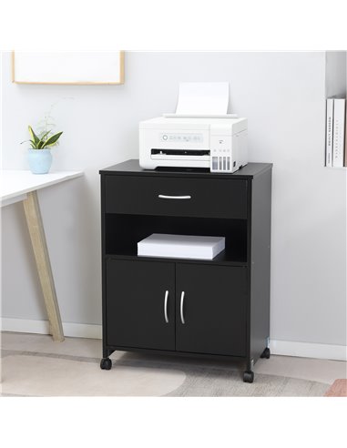 Vinsetto Printer Stand with Storage, Open Shelf, Drawer, Black