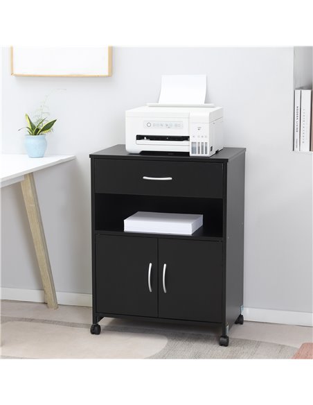 Vinsetto Printer Stand with Storage, Open Shelf, Drawer, Black - pic 20609 | FastDaddyshop