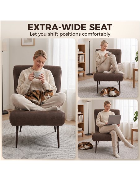 HOMCOM Modern Accent Chair with Footstool, Upholstered Lounge Chair with 64cm Wide Seat, Lumbar Pillow, Trapezoidal Backrest - pic 206095 | FastDaddyshop