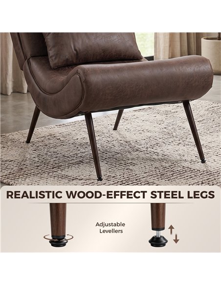 HOMCOM Modern Accent Chair with Footstool, Upholstered Lounge Chair with 64cm Wide Seat, Lumbar Pillow, Trapezoidal Backrest - pic 206097 | FastDaddyshop