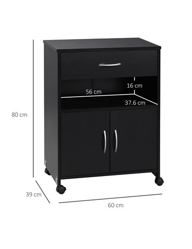 Vinsetto Printer Stand with Storage, Open Shelf, Drawer, Black