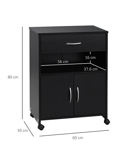 Vinsetto Printer Stand with Storage, Open Shelf, Drawer, Black - pic 20610 | FastDaddyshop