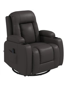 HOMCOM PU Leather Recliner Chair, Recliner Armchair with Extended Footrest, Cup Holders and Side Pockets, Dark Brown