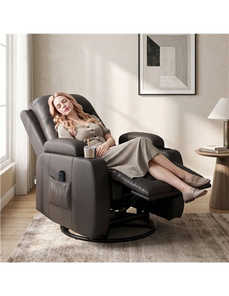 HOMCOM PU Leather Recliner Chair, Recliner Armchair with Extended Footrest, Cup Holders and Side Pockets, Dark Brown - pic 206137 | FastDaddyshop