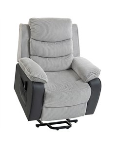 HOMCOM Power Lift Chair for Elderly, Corduroy Recliner with Wide Seat, High Back, USB Port, Side Pockets, Light Grey