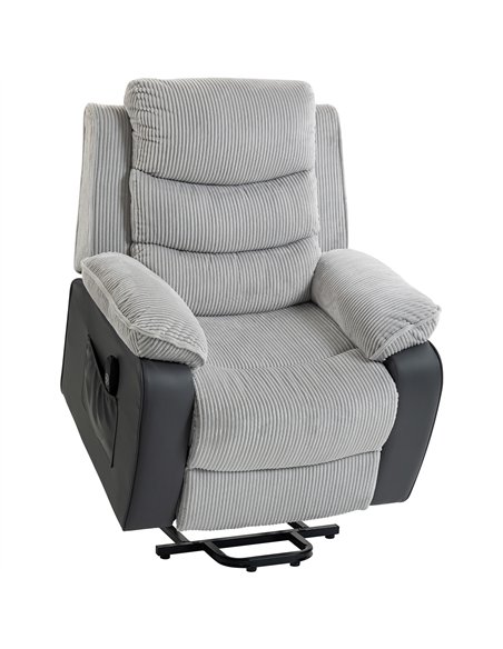 HOMCOM Power Lift Chair for Elderly, Corduroy Recliner with Wide Seat, High Back, USB Port, Side Pockets, Light Grey - pic 206145 | FastDaddyshop