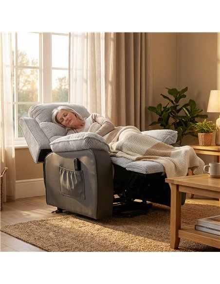HOMCOM Power Lift Chair for Elderly, Corduroy Recliner with Wide Seat, High Back, USB Port, Side Pockets, Light Grey - pic 206152 | FastDaddyshop